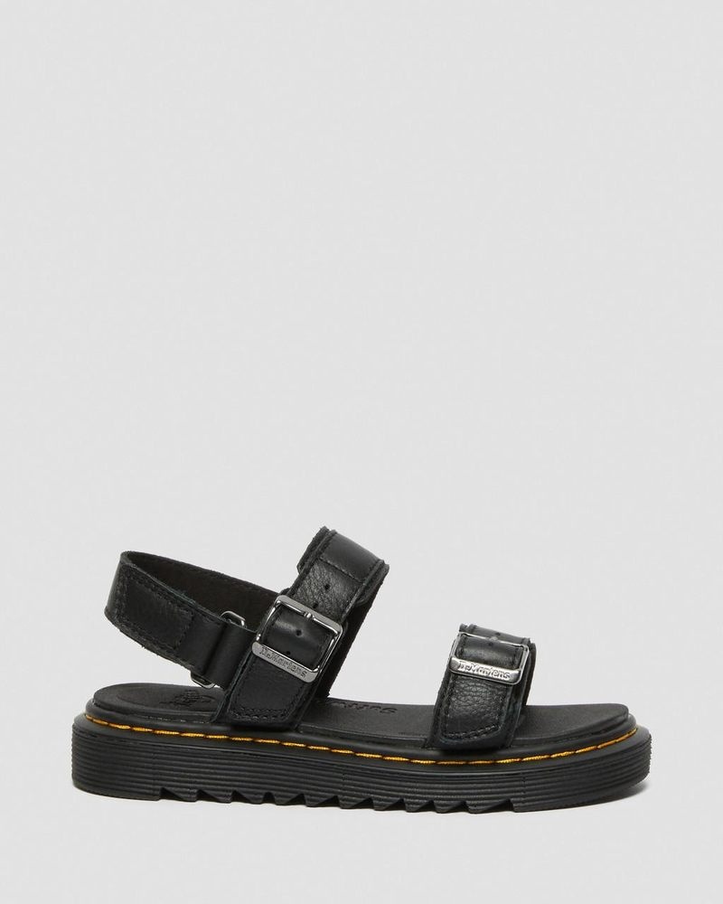 Dr Martin Martens Junior Kyle Leather Sandals Shoes Black | NA80-L4MX