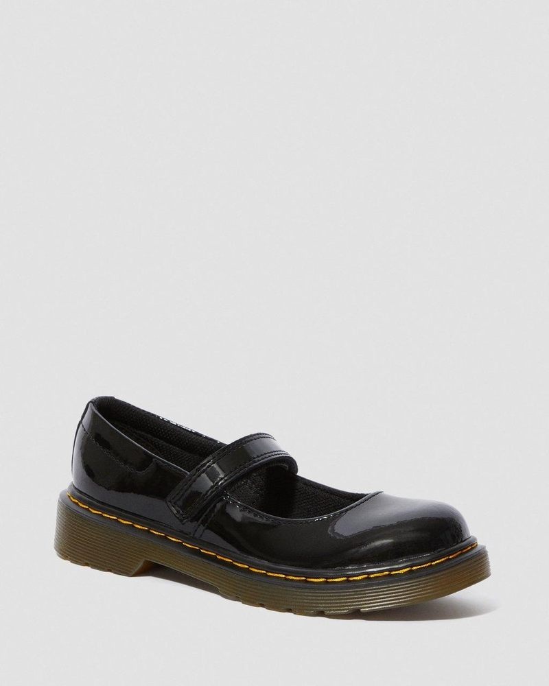 Dr Martin Martens Junior Maccy Patent Leather Mary Jane Shoes (Patent Leather) Shoes Black | VQ37-H8PP