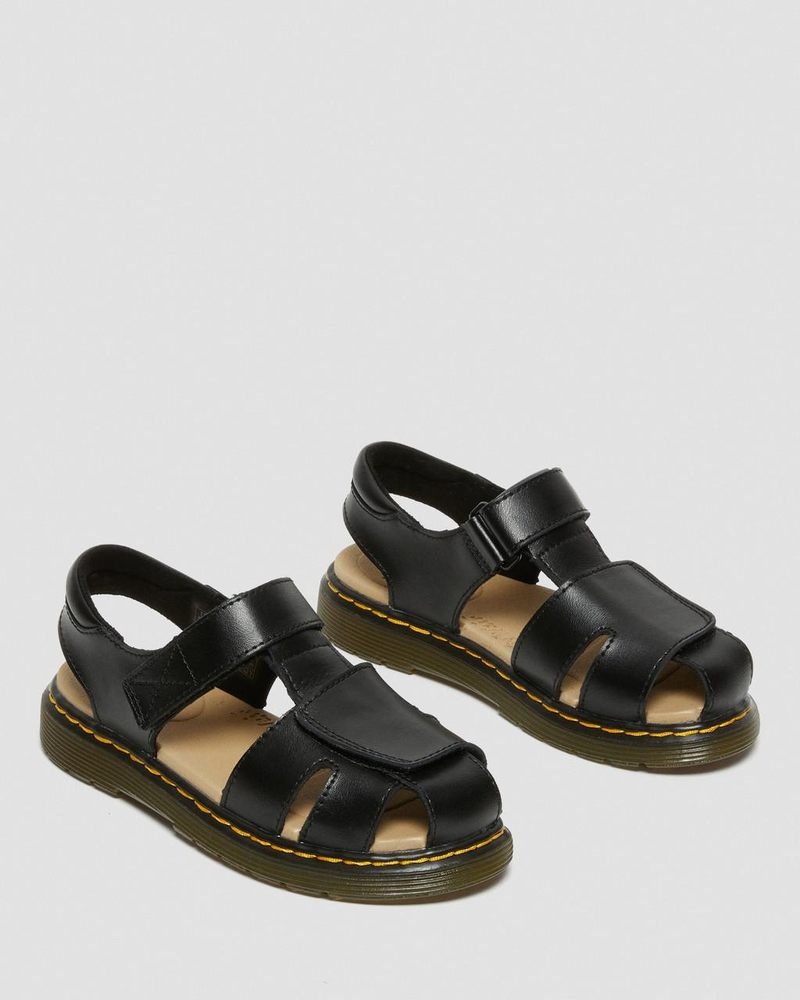 Dr Martin Martens Junior Moby II Leather Velcro Sandals (T Lamper) Sandals Black | HH68-W7NV