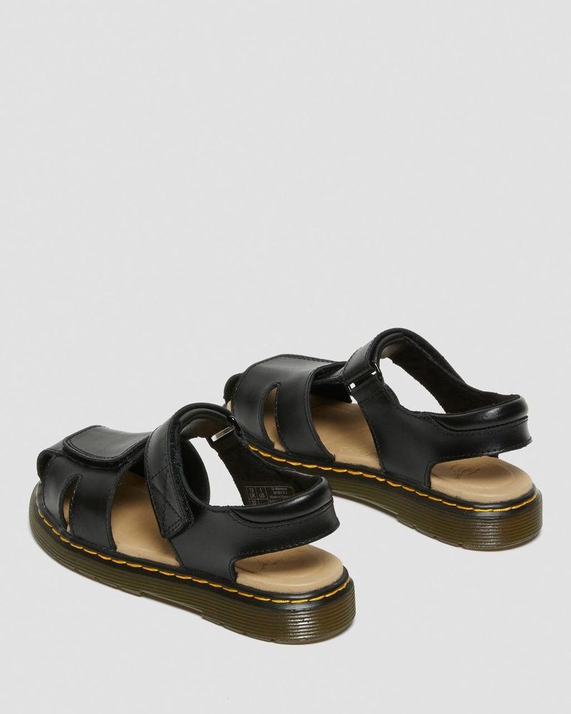 Dr Martin Martens Junior Moby II Leather Velcro Sandals (T Lamper) Sandals Black | HH68-W7NV