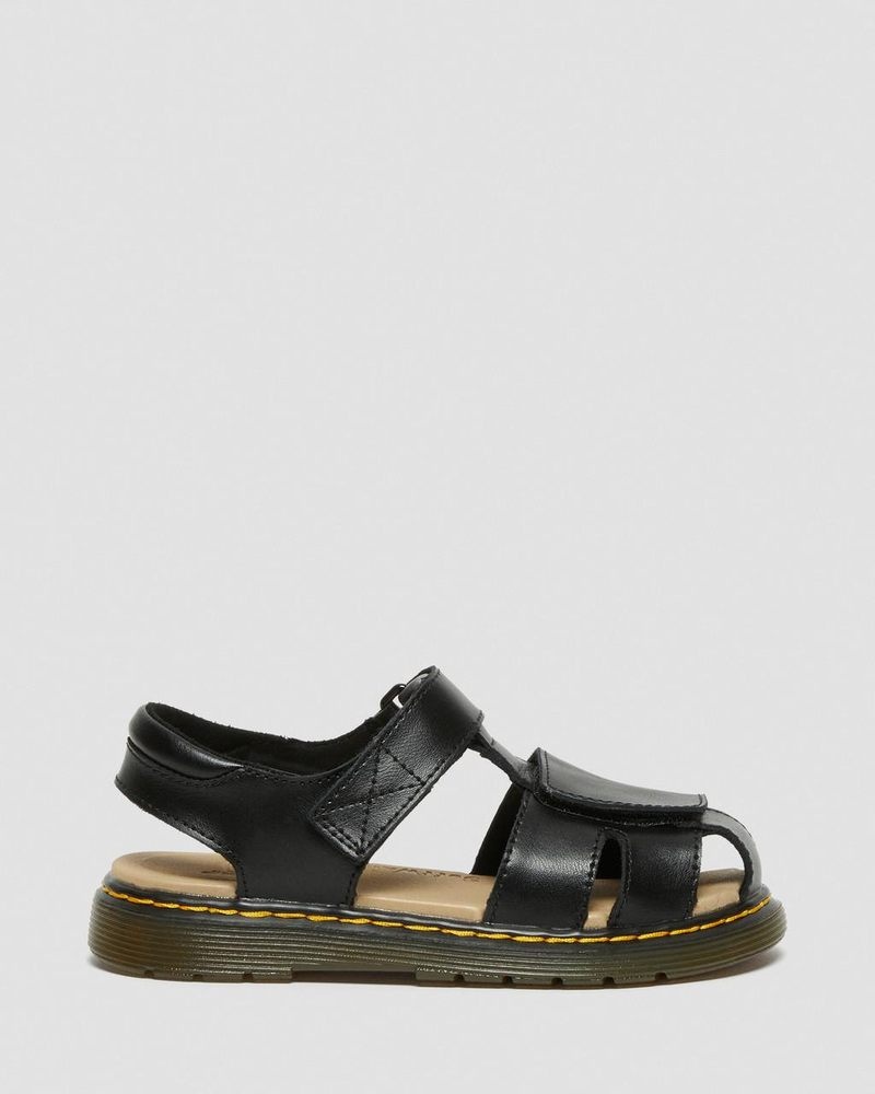 Dr Martin Martens Junior Moby II Leather Velcro Sandals (T Lamper) Sandals Black | HH68-W7NV