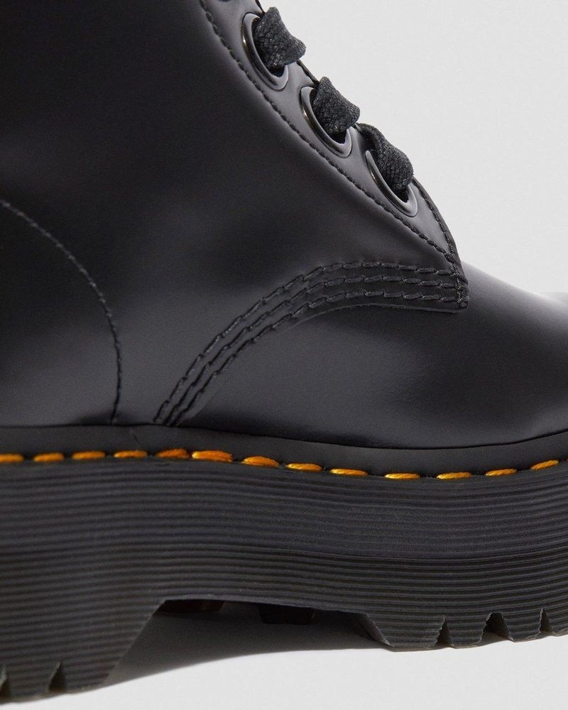 Dr Martin Martens Molly - Leather Platform Boots (Buttero) Platforms Boots Black | VC07-D3IE