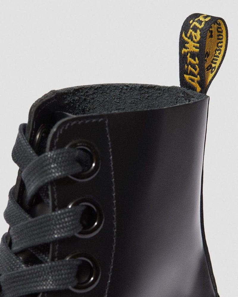 Dr Martin Martens Molly - Leather Platform Boots (Buttero) Platforms Boots Black | VC07-D3IE