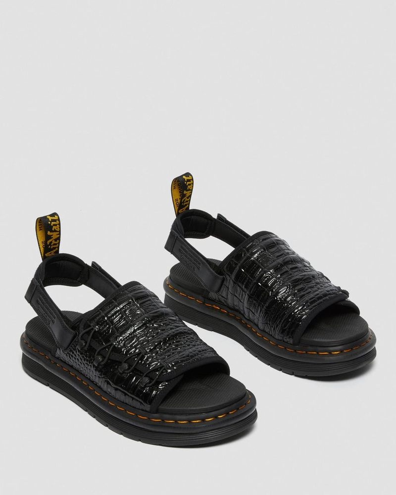 Dr Martin Martens Mura Suicoke Croco Leather Sandals (New Vibrance Croco) Sandals Black | XZ48-X9FC