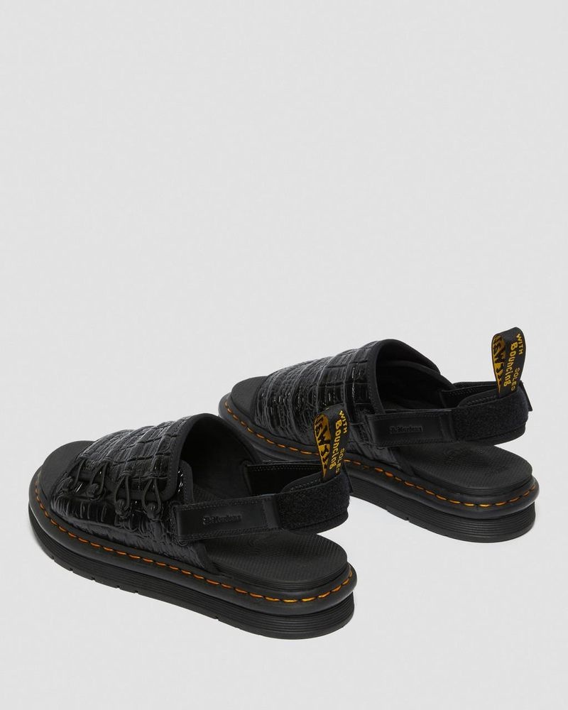 Dr Martin Martens Mura Suicoke Croco Leather Sandals (New Vibrance Croco) Sandals Black | XZ48-X9FC