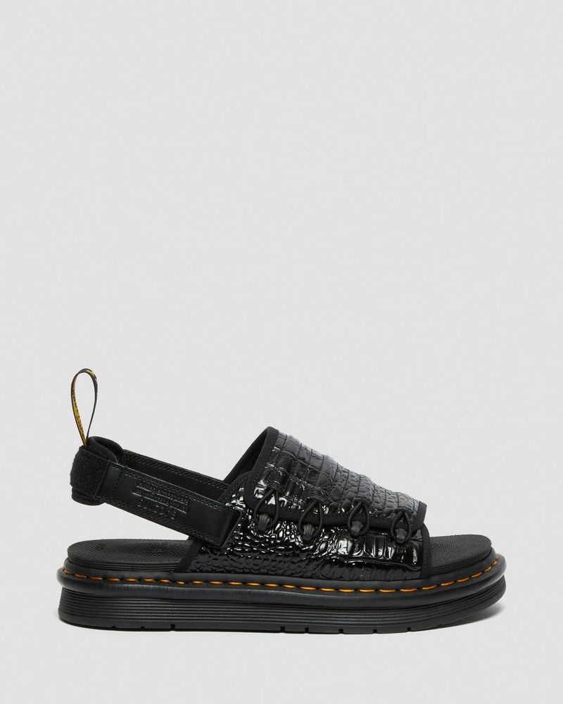 Dr Martin Martens Mura Suicoke Croco Leather Sandals (New Vibrance Croco) Sandals Black | XZ48-X9FC