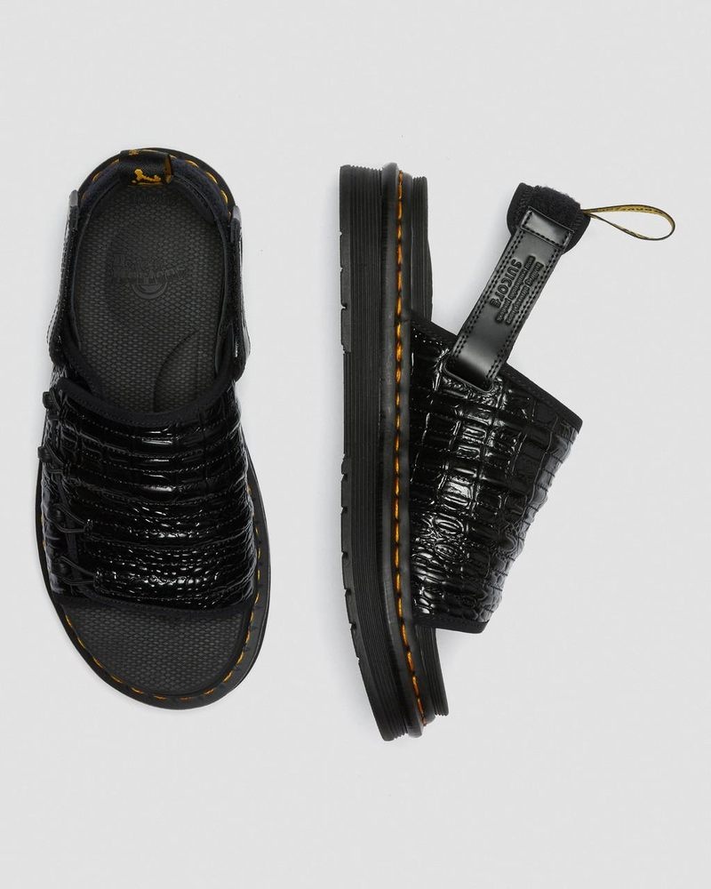 Dr Martin Martens Mura Suicoke Croco Leather Sandals (New Vibrance Croco) Sandals Black | XZ48-X9FC