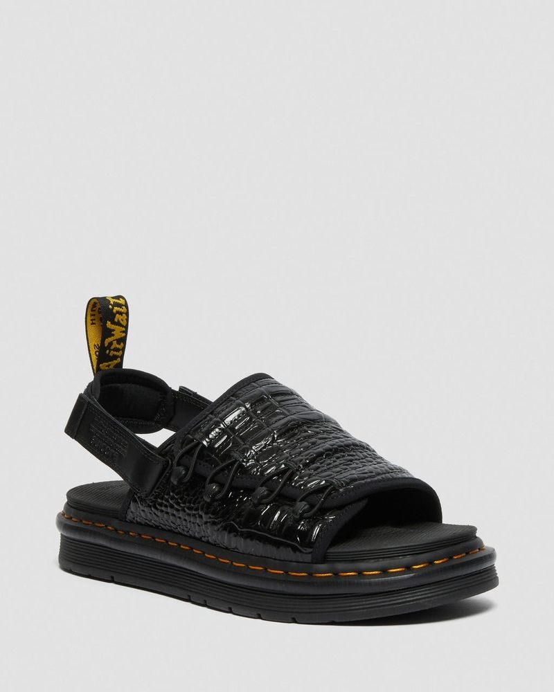 Dr Martin Martens Mura Suicoke Croco Leather Sandals (New Vibrance Croco) Sandals Black | XZ48-X9FC