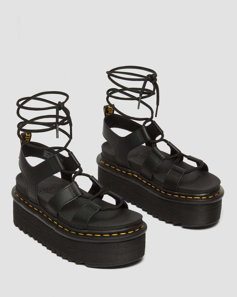 Dr Martin Martens Nartilla Athena Leather Gladiator Platform Sandals (Athena) Platforms Sandals Black | FM77-P8NS