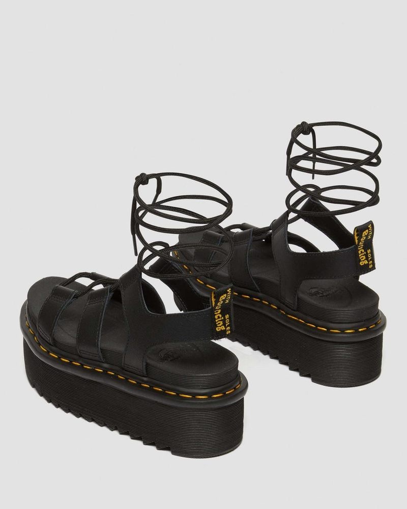 Dr Martin Martens Nartilla Athena Leather Gladiator Platform Sandals (Athena) Platforms Sandals Black | FM77-P8NS