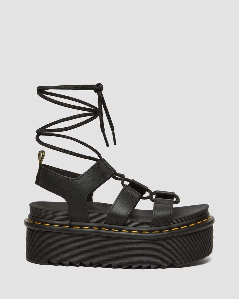 Dr Martin Martens Nartilla Athena Leather Gladiator Platform Sandals (Athena) Platforms Sandals Black | FM77-P8NS