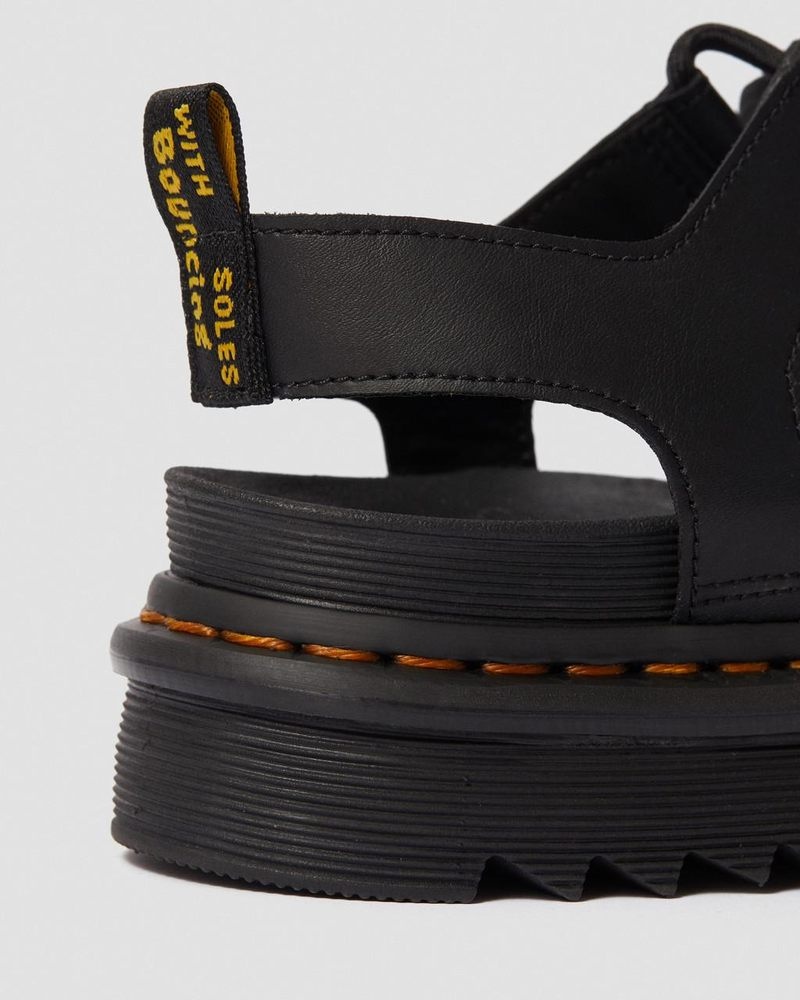 Dr Martin Martens Nartilla - Leather Gladiator Sandals (Hydro Leather) Platforms Sandals Black | UT45-F4HD