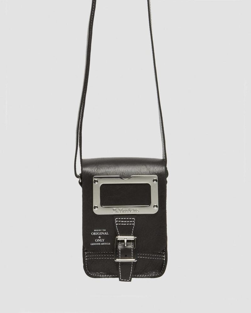 Dr Martin Martens Overdrive Leather Vertical Crossbody Bag (Overdrive) Bags & Backpacks Black | WZ37-T3LU