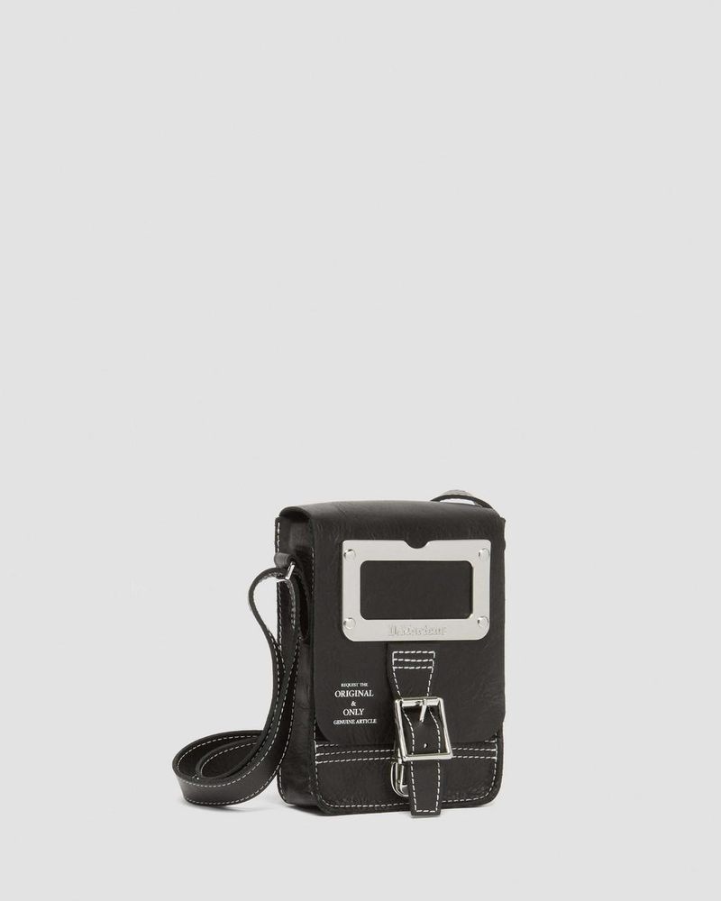 Dr Martin Martens Overdrive Leather Vertical Crossbody Bag (Overdrive) Bags & Backpacks Black | WZ37-T3LU