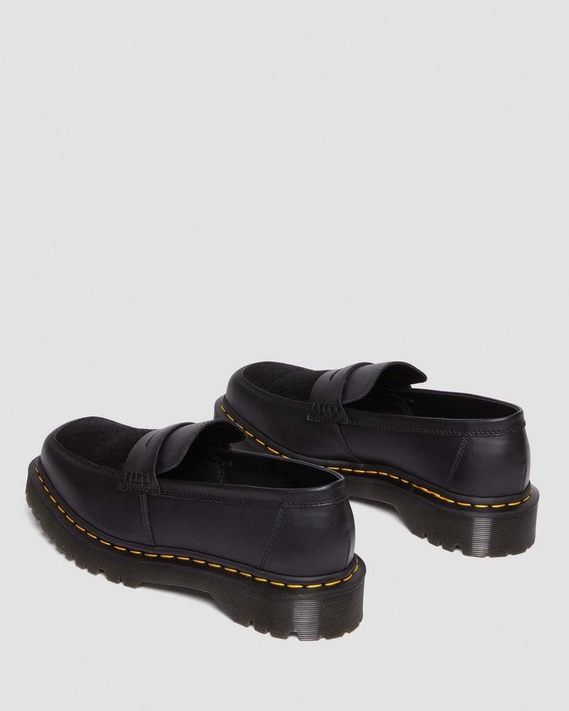 Dr Martin Martens Penton Bex Square Toe Hair-On & Leather Loafers (Lucido + Hair On) Shoes Black | PF91-N0TB