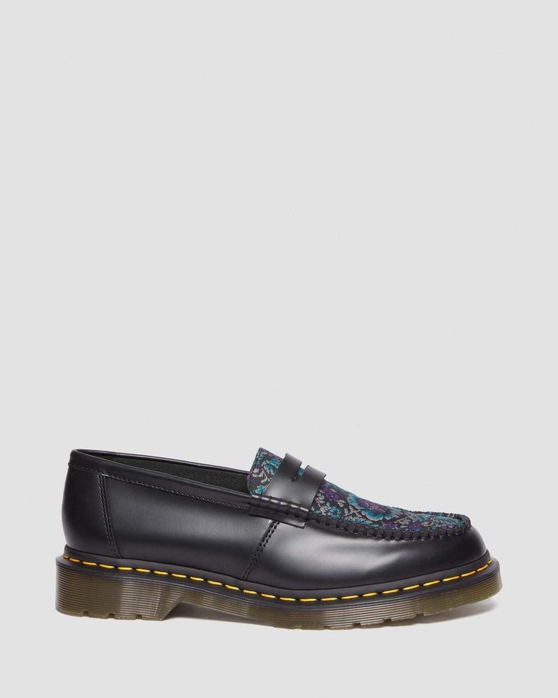 Dr Martin Martens Penton Floral Jacquard Loafers Shoes BLACK/FLORAL | CG08-Y2NA