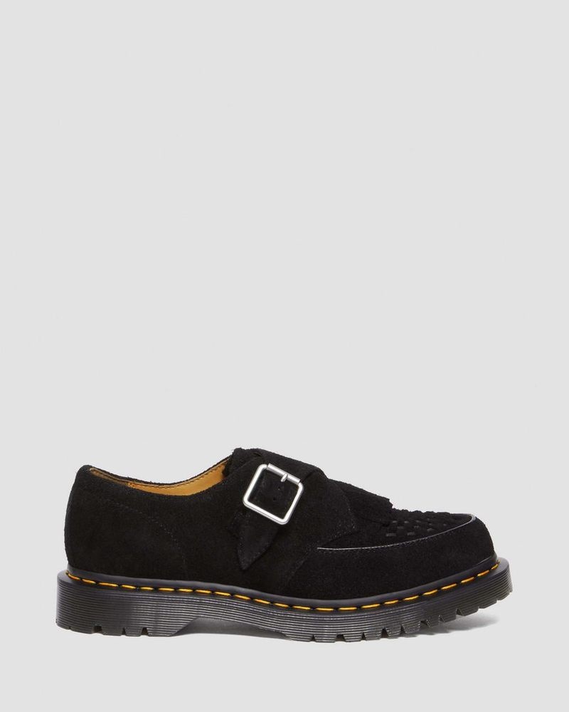 Dr Martin Martens Ramsey Suede Kiltie Buckle Creepers (Desert Oasis Suede) Shoes Black | UZ26-L2WG