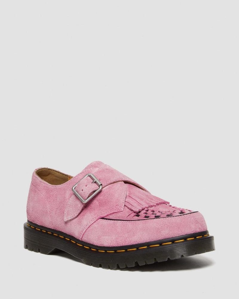 Dr Martin Martens Ramsey Suede Kiltie Buckle Creepers (Desert Oasis Suede) Shoes Fondant Pink | HM88-S6LY