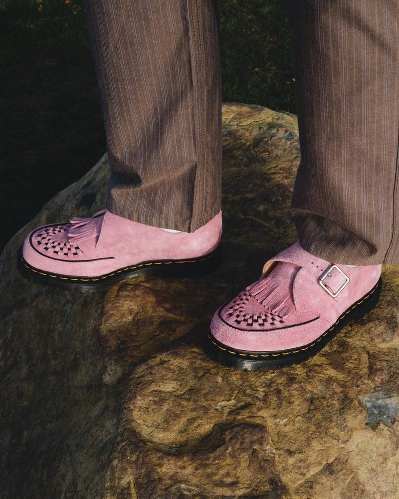 Dr Martin Martens Ramsey Suede Kiltie Buckle Creepers (Desert Oasis Suede) Shoes Fondant Pink | AQ69-R7SK