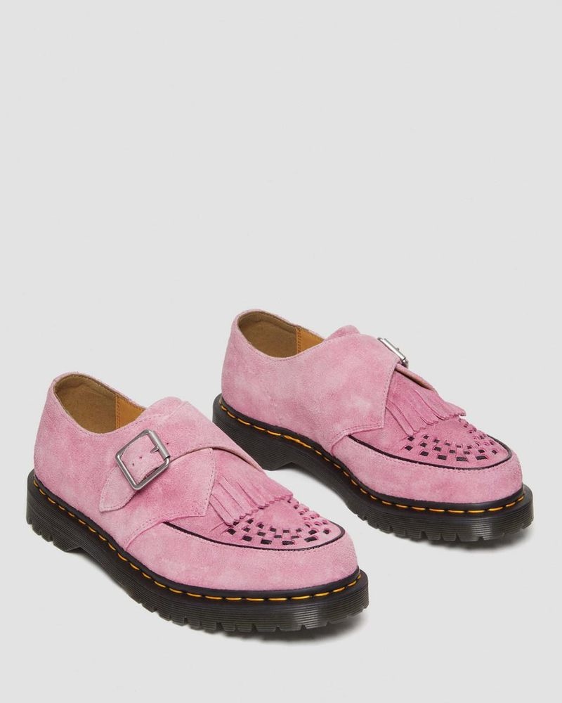 Dr Martin Martens Ramsey Suede Kiltie Buckle Creepers (Desert Oasis Suede) Shoes Fondant Pink | AQ69-R7SK