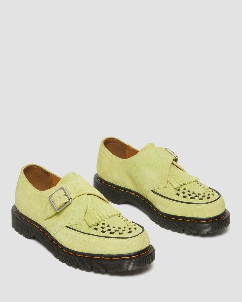 Dr Martin Martens Ramsey Suede Kiltie Buckle Creepers (Desert Oasis Suede) Shoes Lime Green | JC60-P5JX