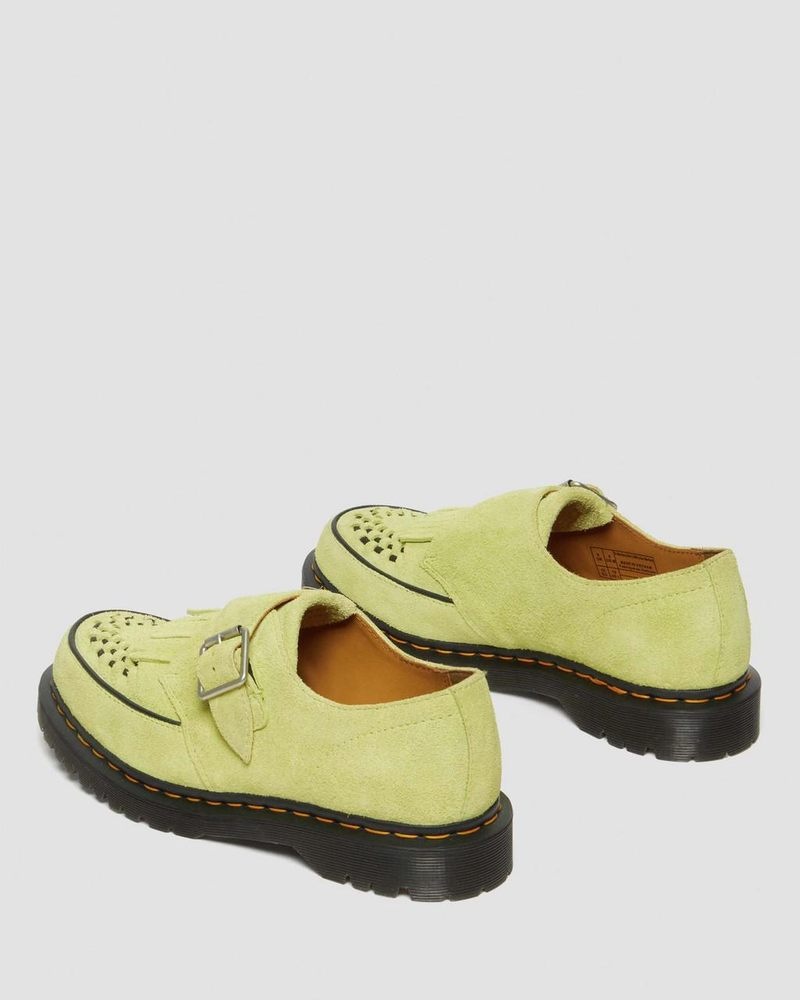 Dr Martin Martens Ramsey Suede Kiltie Buckle Creepers (Desert Oasis Suede) Shoes Lime Green | JC60-P5JX