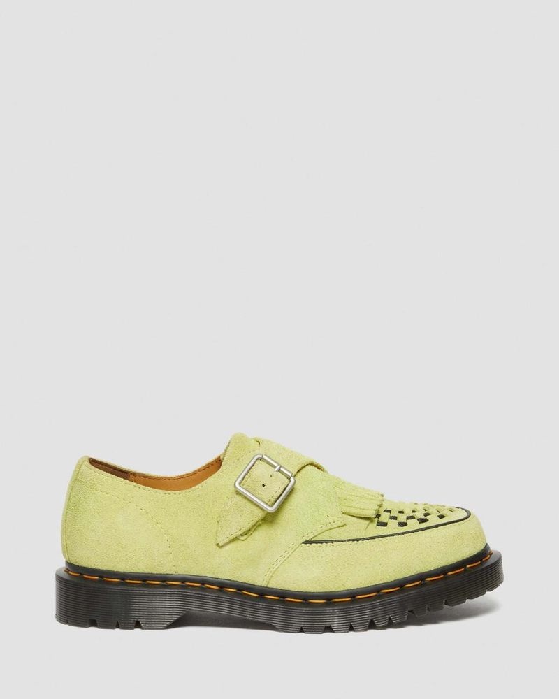 Dr Martin Martens Ramsey Suede Kiltie Buckle Creepers (Desert Oasis Suede) Shoes Lime Green | JC60-P5JX