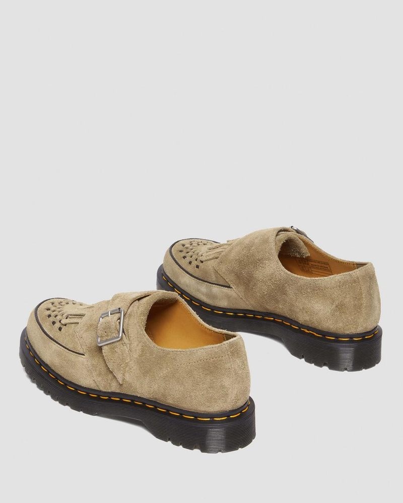 Dr Martin Martens Ramsey Suede Kiltie Buckle Creepers (Desert Oasis Suede) Shoes Savannah Tan | UD76-E0MK