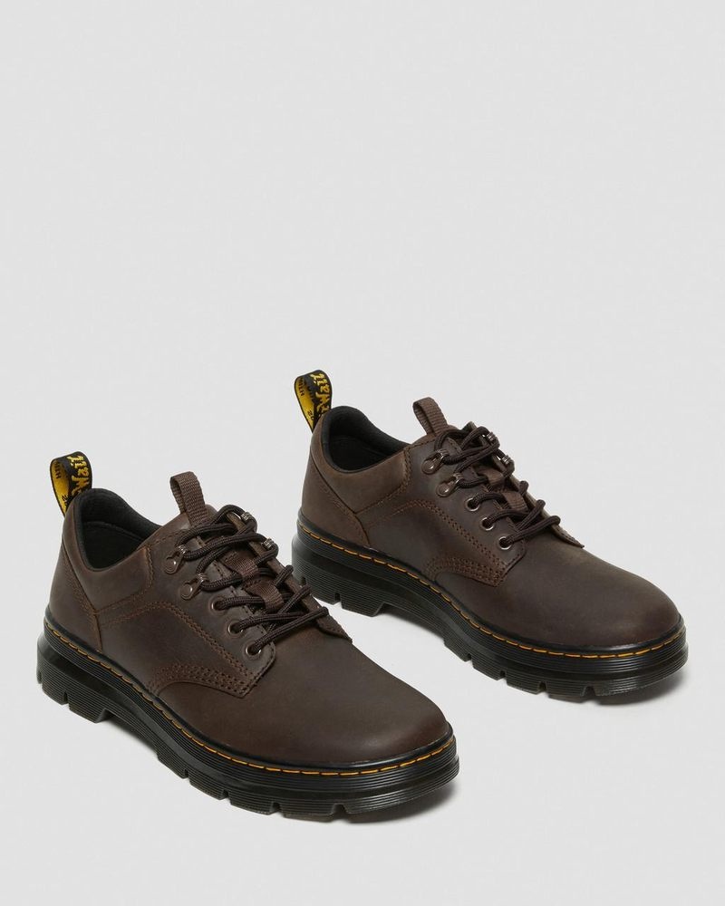 Dr Martin Martens Reeder Crazy Horse Leather Utility Shoes (Crazy Horse) Shoes Dark Brown | LM20-L6KS