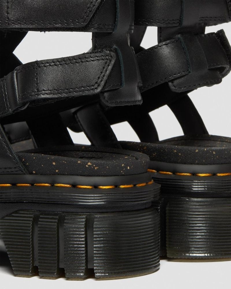 Dr Martin Martens Ricki Nappa Lux Leather Platform Gladiator Sandals (Nappa Lux) Platforms Sandals Black | VV94-Y9SA