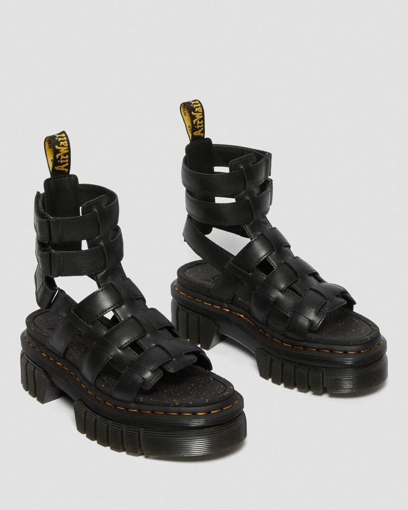 Dr Martin Martens Ricki Nappa Lux Leather Platform Gladiator Sandals (Nappa Lux) Platforms Sandals Black | VV94-Y9SA