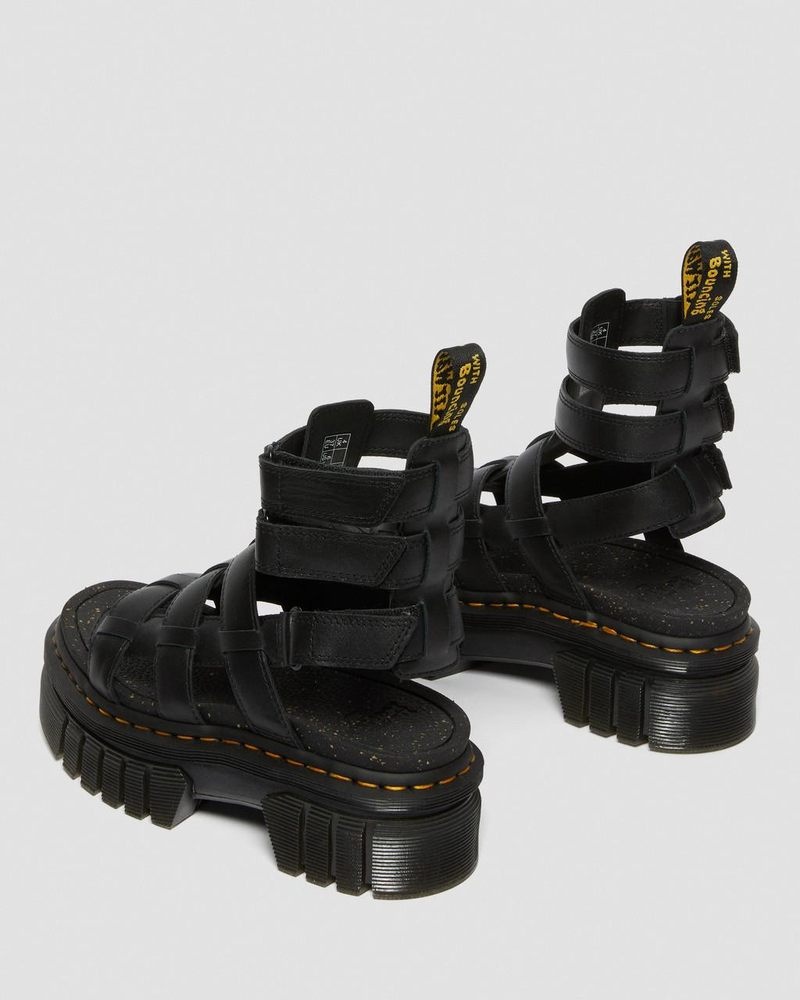 Dr Martin Martens Ricki Nappa Lux Leather Platform Gladiator Sandals (Nappa Lux) Platforms Sandals Black | VV94-Y9SA