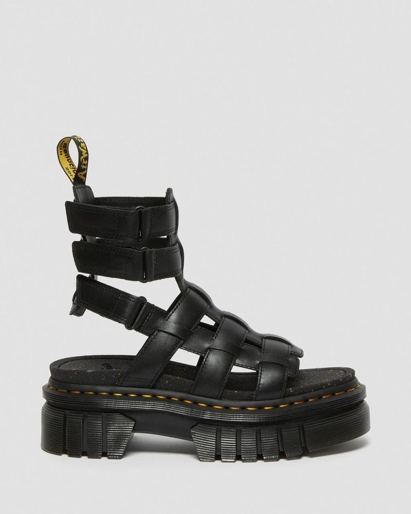 Dr Martin Martens Ricki Nappa Lux Leather Platform Gladiator Sandals (Nappa Lux) Platforms Sandals Black | VV94-Y9SA