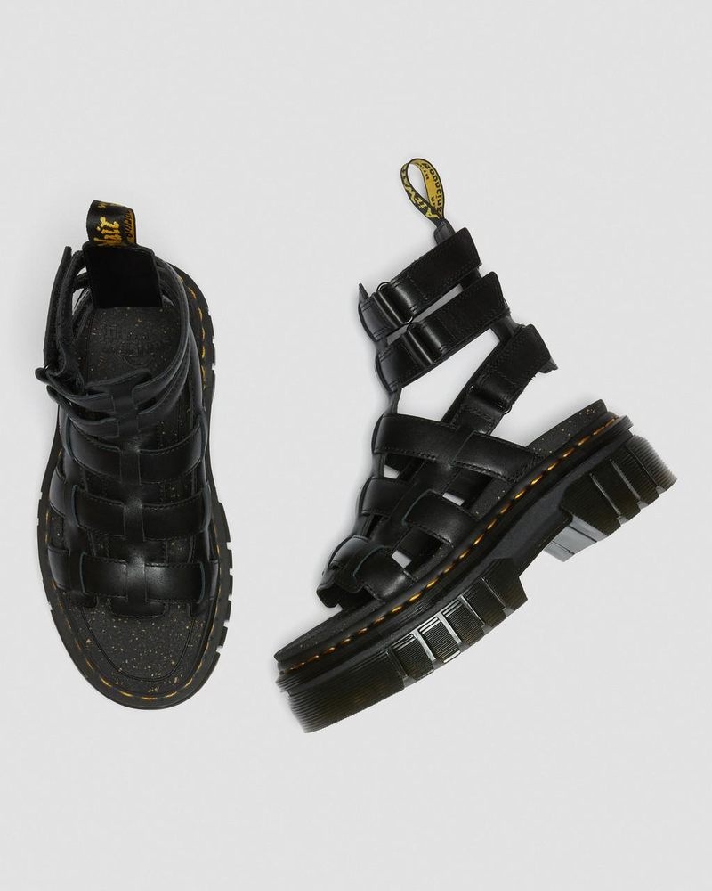 Dr Martin Martens Ricki Nappa Lux Leather Platform Gladiator Sandals (Nappa Lux) Platforms Sandals Black | VV94-Y9SA