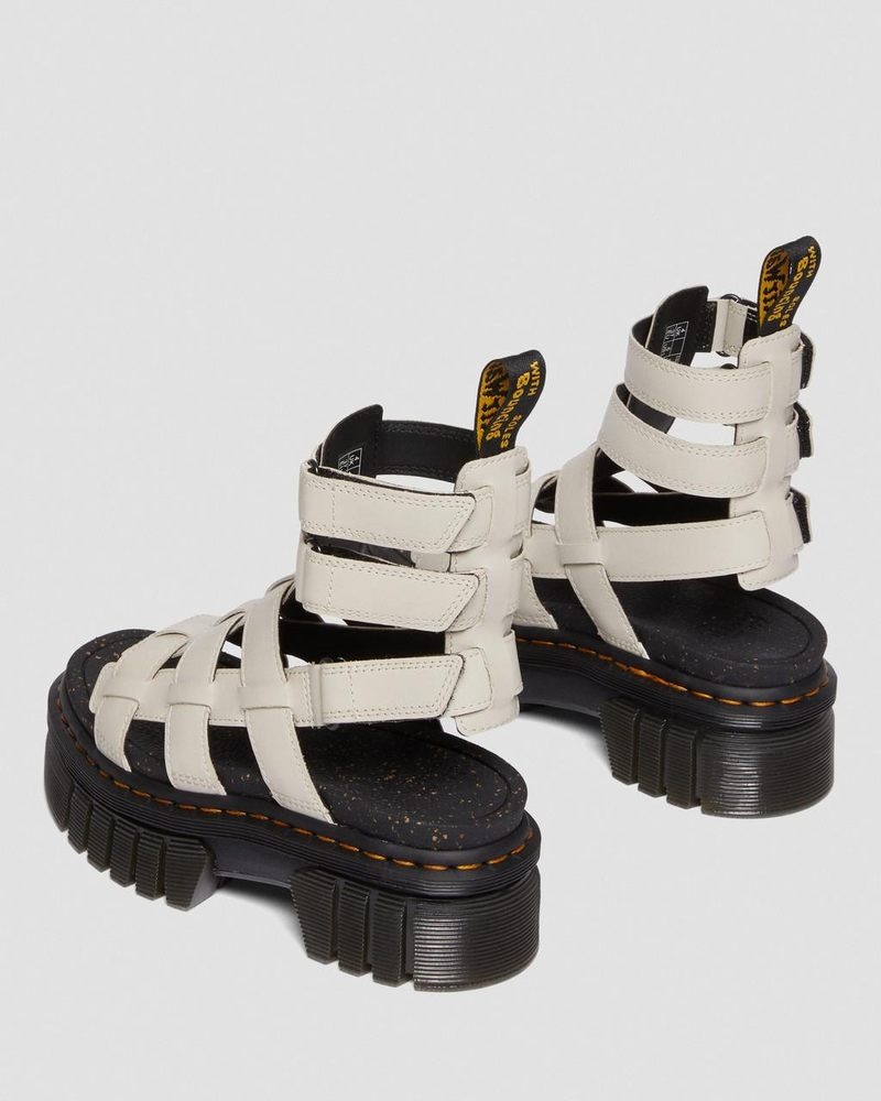 Dr Martin Martens Ricki Nappa Lux Leather Platform Gladiator Sandals (Nappa Lux) Platforms Sandals Cobblestone Grey | QT31-F9BH