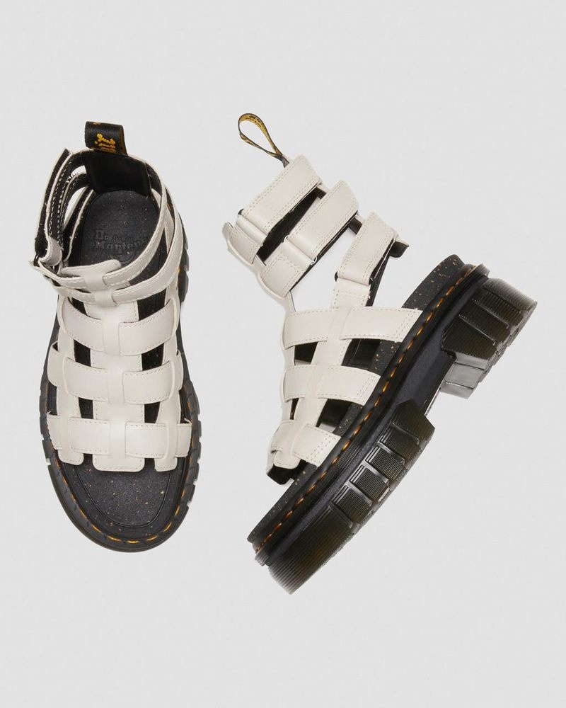 Dr Martin Martens Ricki Nappa Lux Leather Platform Gladiator Sandals (Nappa Lux) Platforms Sandals Cobblestone Grey | QT31-F9BH