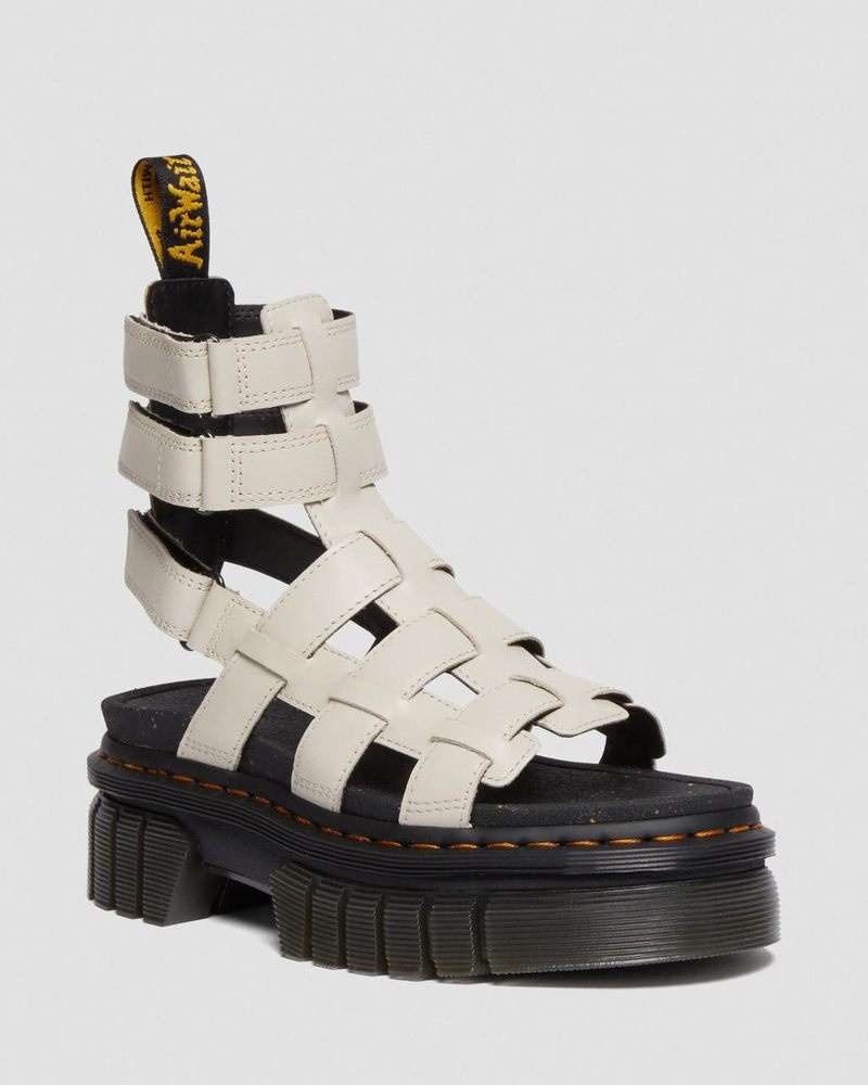 Dr Martin Martens Ricki Nappa Lux Leather Platform Gladiator Sandals (Nappa Lux) Platforms Sandals Cobblestone Grey | QT31-F9BH