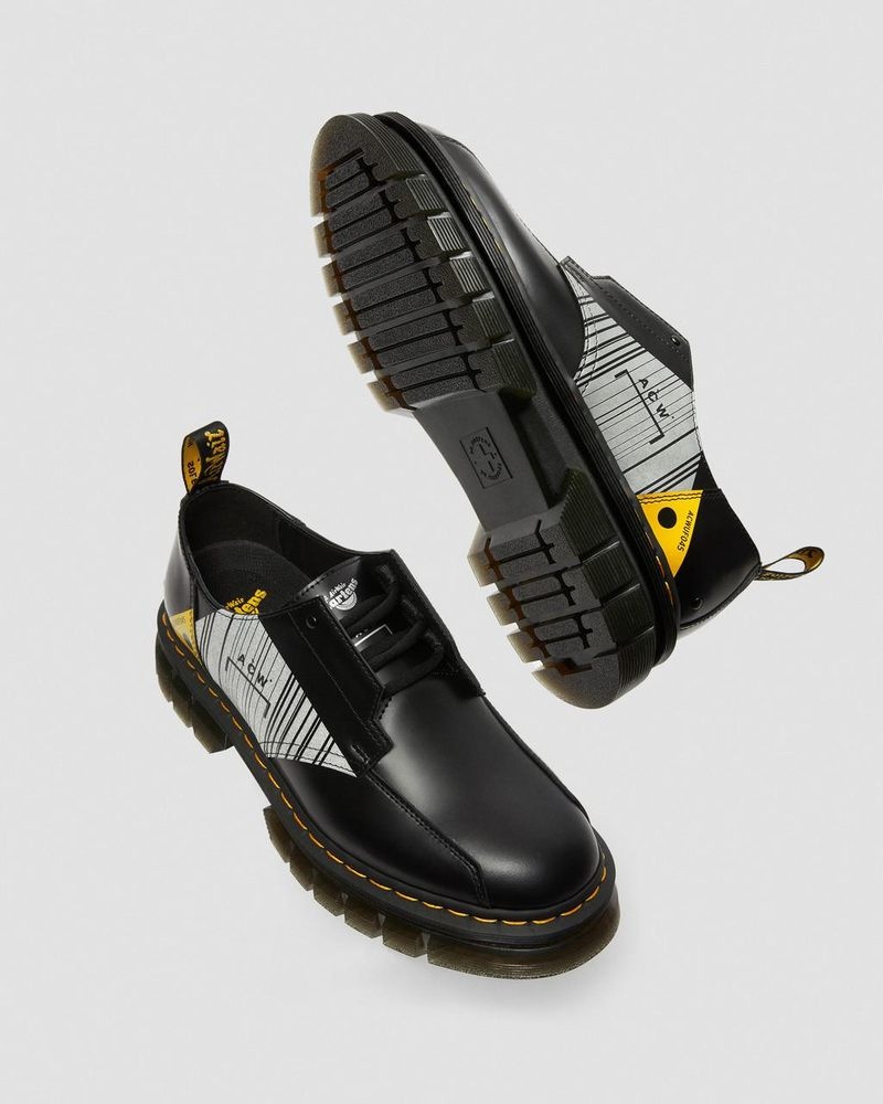 Dr Martin Martens Rikard A-Cold-Wall* Leather Platform Shoes (Smooth Leather) Platforms Shoes Black | FN55-I0DV