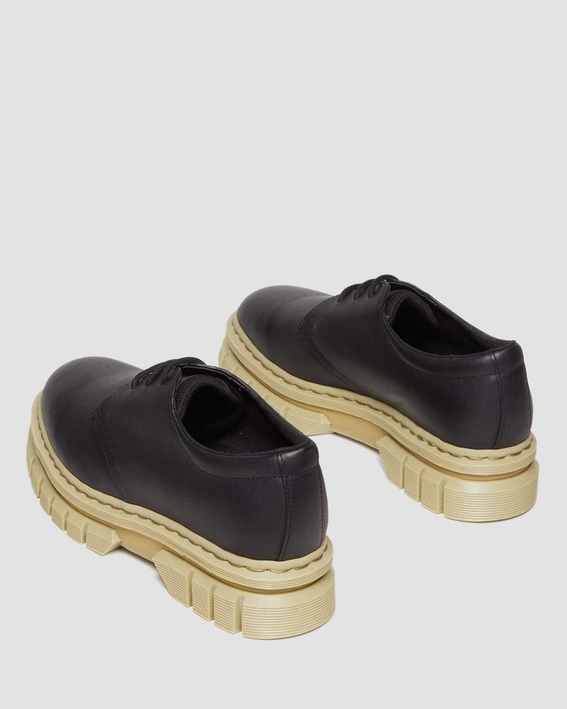 Dr Martin Martens Rikard Contrast Sole Leather Platform Shoes (Polished Lucido) Platforms Shoes Black | AM14-Z8JG