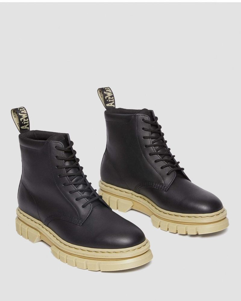 Dr Martin Martens Rikard Contrast Sole Platform Lace Up Boots (Polished Lucido) Boots Black | LW91-D1RR