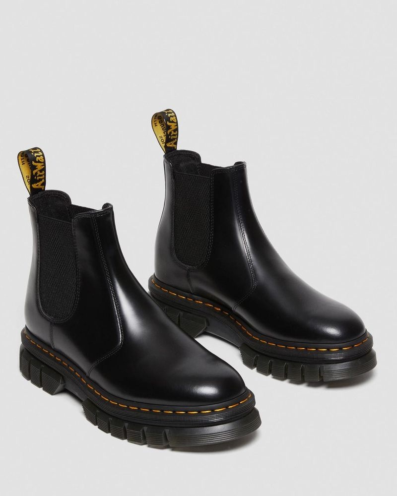 Dr Martin Martens Rikard Polished Smooth Leather Chelsea Boots (Polished Smooth) Platforms Boots Black | VM48-S9AI