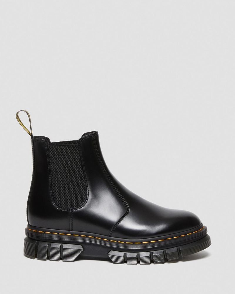 Dr Martin Martens Rikard Polished Smooth Leather Chelsea Boots (Polished Smooth) Platforms Boots Black | VM48-S9AI