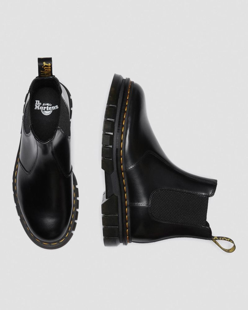 Dr Martin Martens Rikard Polished Smooth Leather Chelsea Boots (Polished Smooth) Platforms Boots Black | VM48-S9AI