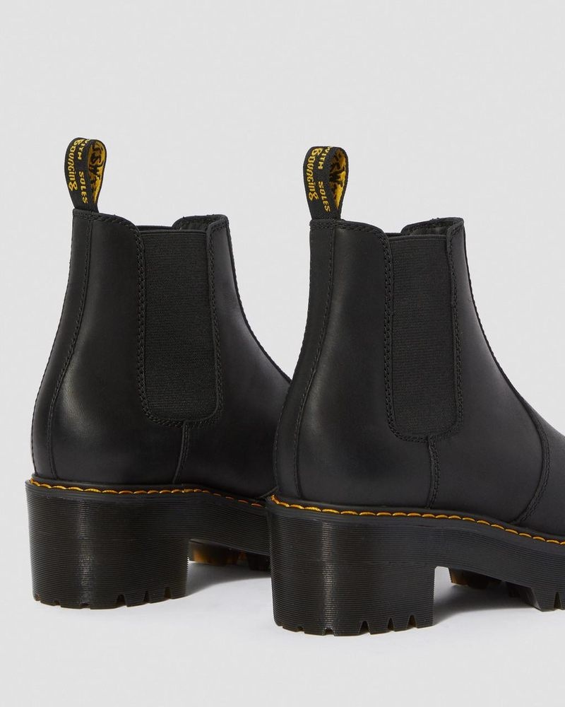 Dr Martin Martens Rometty Wyoming Leather Platform Chelsea Boots (Burnished Wyoming) Platforms Boots Black | GS32-X8DE