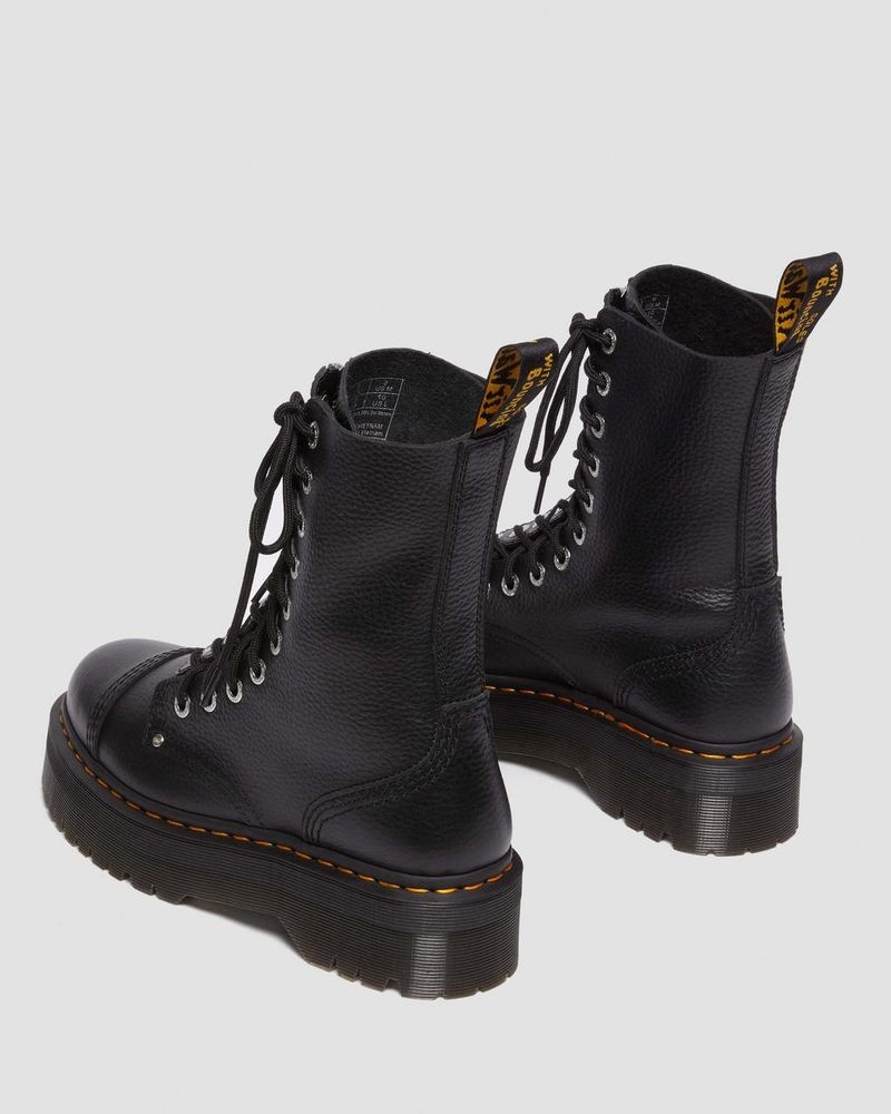 Dr Martin Martens Sinclair Hi Milled Nappa Leather Platform Boots (Milled Nappa) Platforms Boots Black | PH34-E7SO