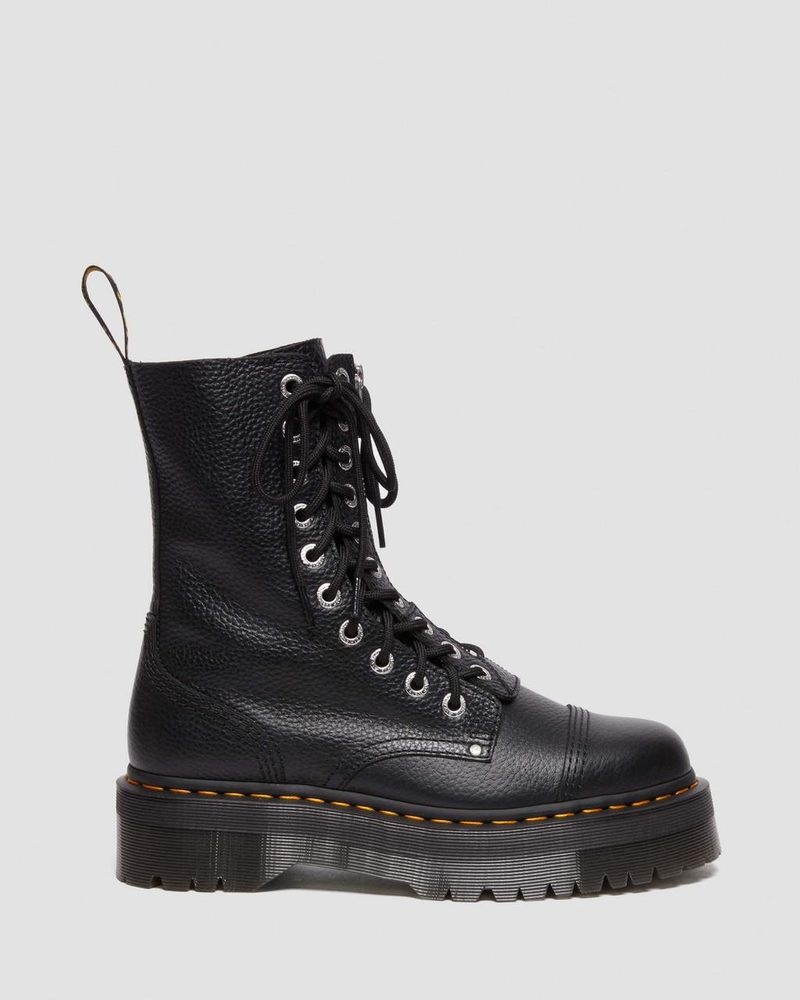 Dr Martin Martens Sinclair Hi Milled Nappa Leather Platform Boots (Milled Nappa) Platforms Boots Black | PH34-E7SO