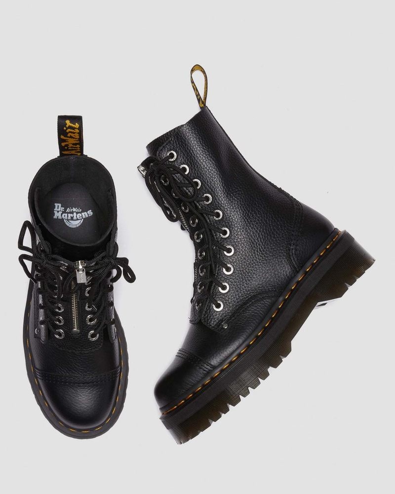 Dr Martin Martens Sinclair Hi Milled Nappa Leather Platform Boots (Milled Nappa) Platforms Boots Black | PH34-E7SO