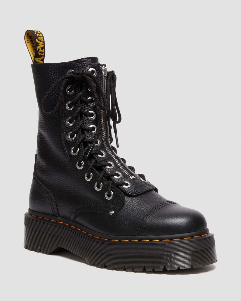 Dr Martin Martens Sinclair Hi Milled Nappa Leather Platform Boots (Milled Nappa) Platforms Boots Black | PH34-E7SO