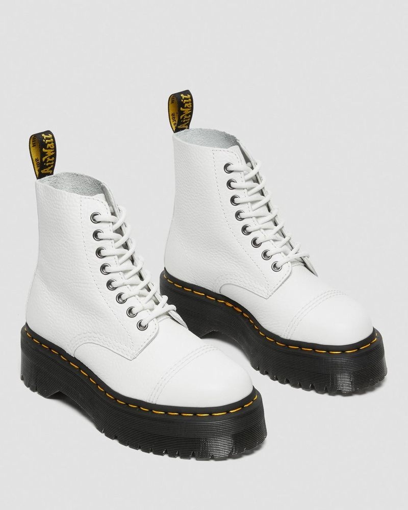 Dr Martin Martens Sinclair Milled Nappa Leather Platform Boots (Milled Nappa) Platforms Boots White | XG95-N5AG