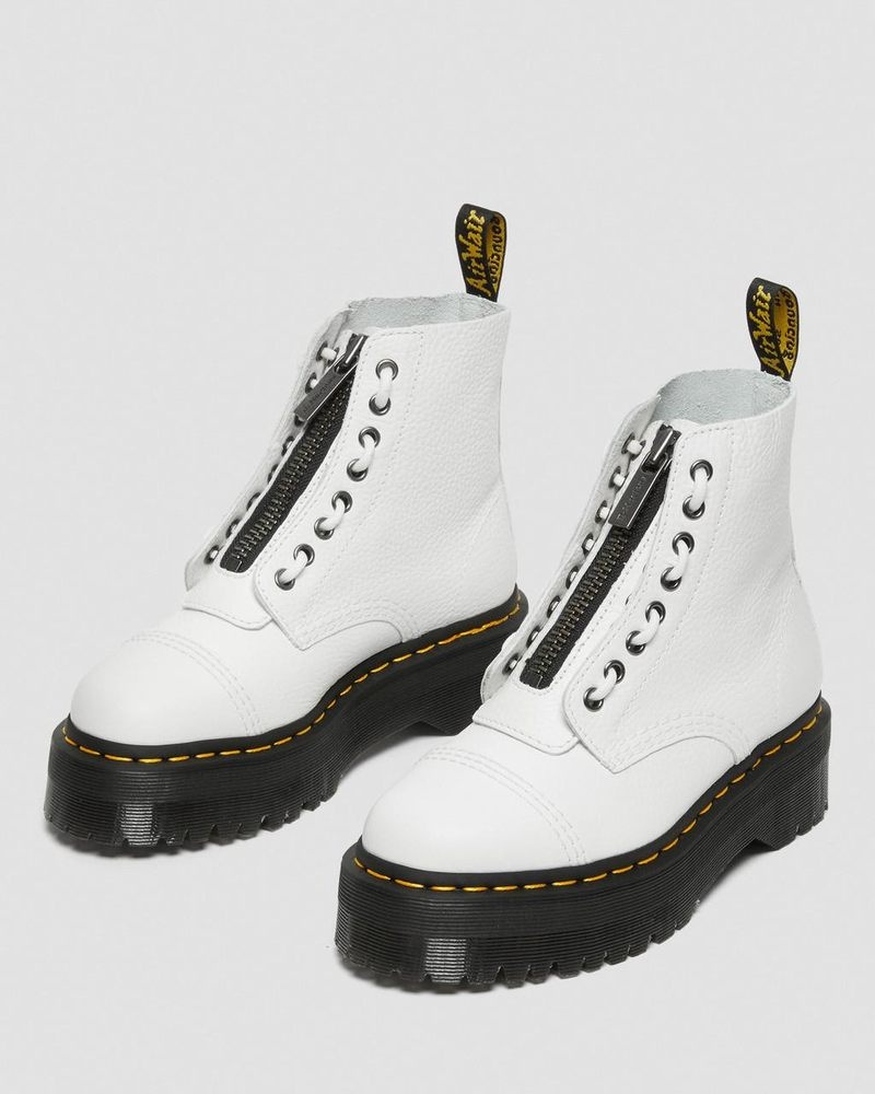 Dr Martin Martens Sinclair Milled Nappa Leather Platform Boots (Milled Nappa) Platforms Boots White | XG95-N5AG